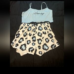 Blue and Black Sleepwear Set